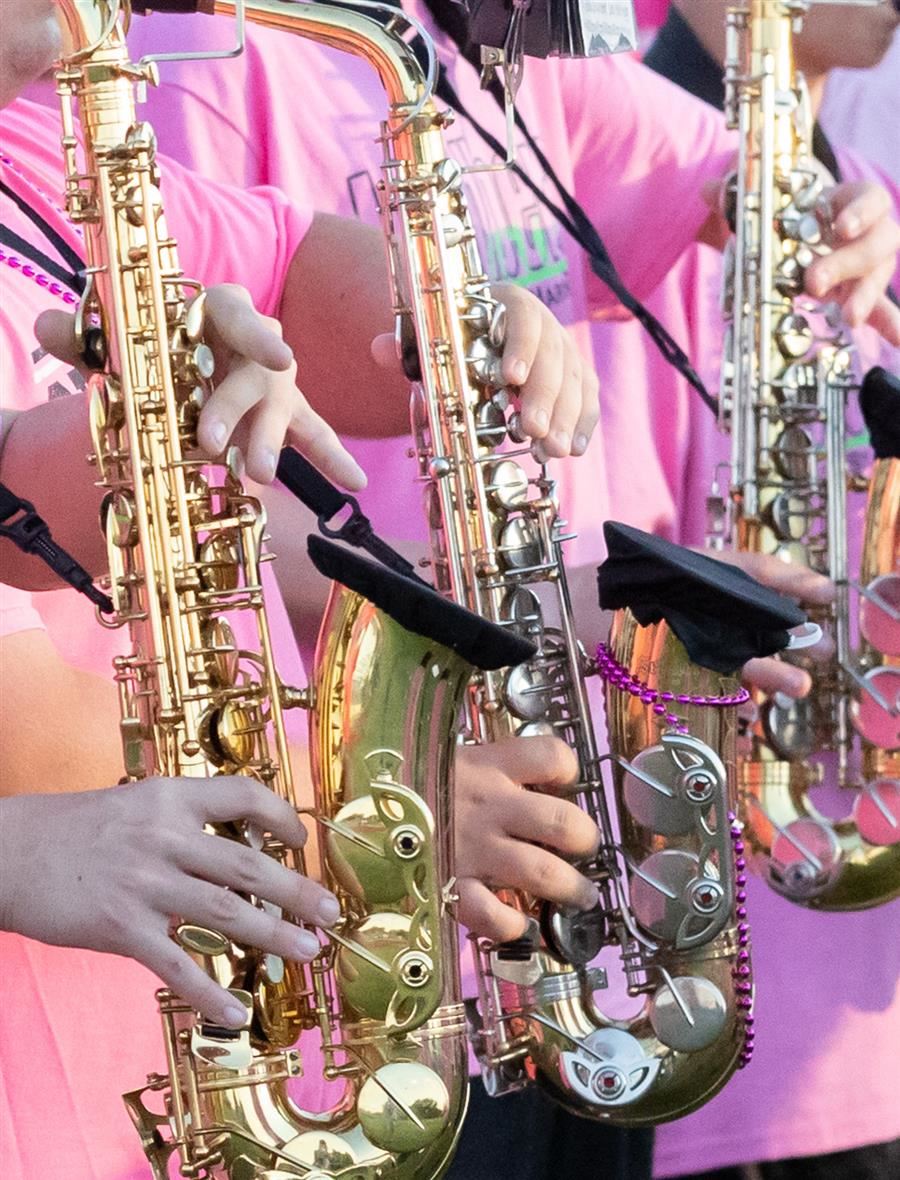  Musical instruments at a football game.